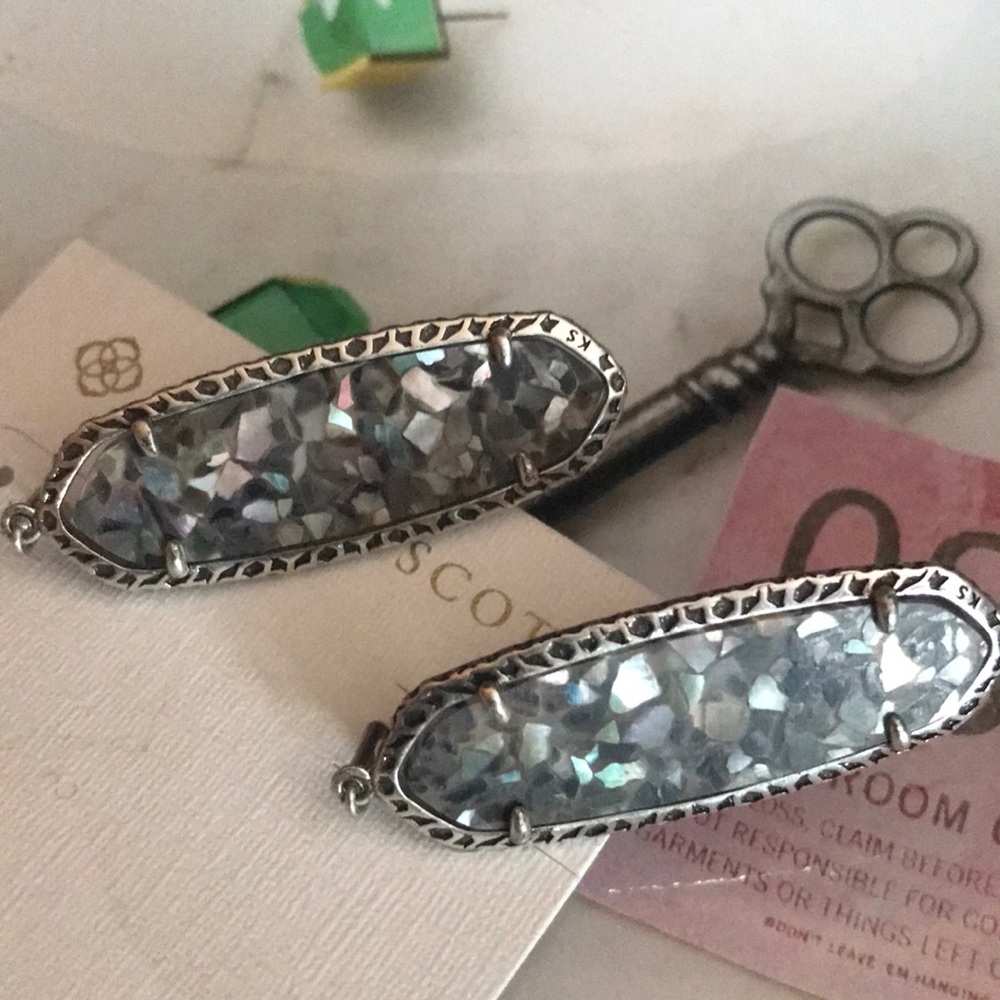 Kendra Scott Earrings lauren crushed black mop new - Picture 2 of 4